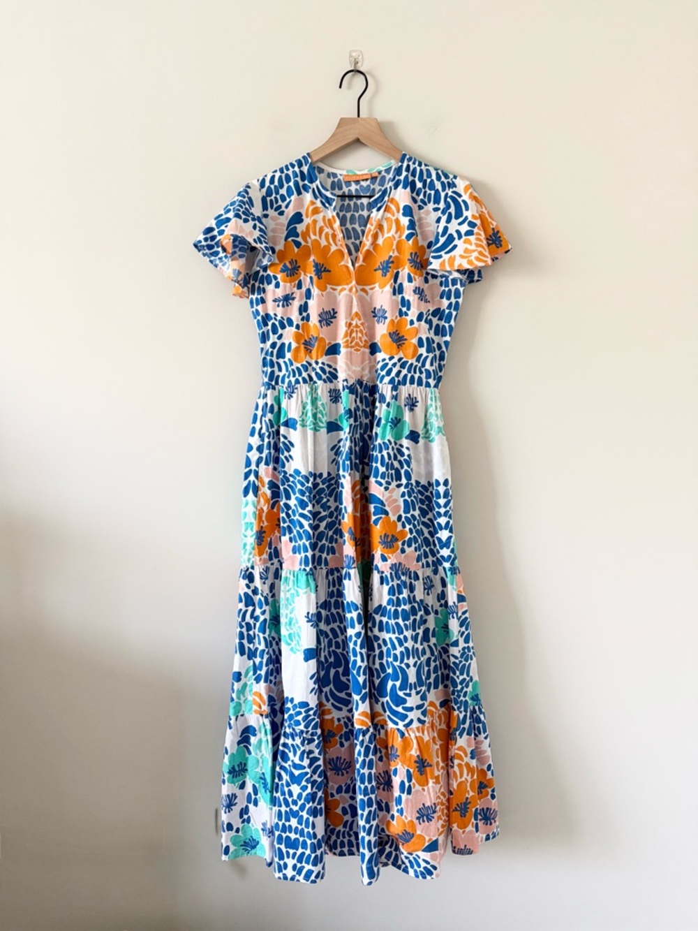 Oliphant Cotton Blue, Orange & Teal Patterned Sundress size XS